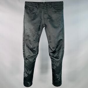 COMME des GARCONS HOMME PLUS S Black Floral Jacquard Satin Tapered Casual Pants